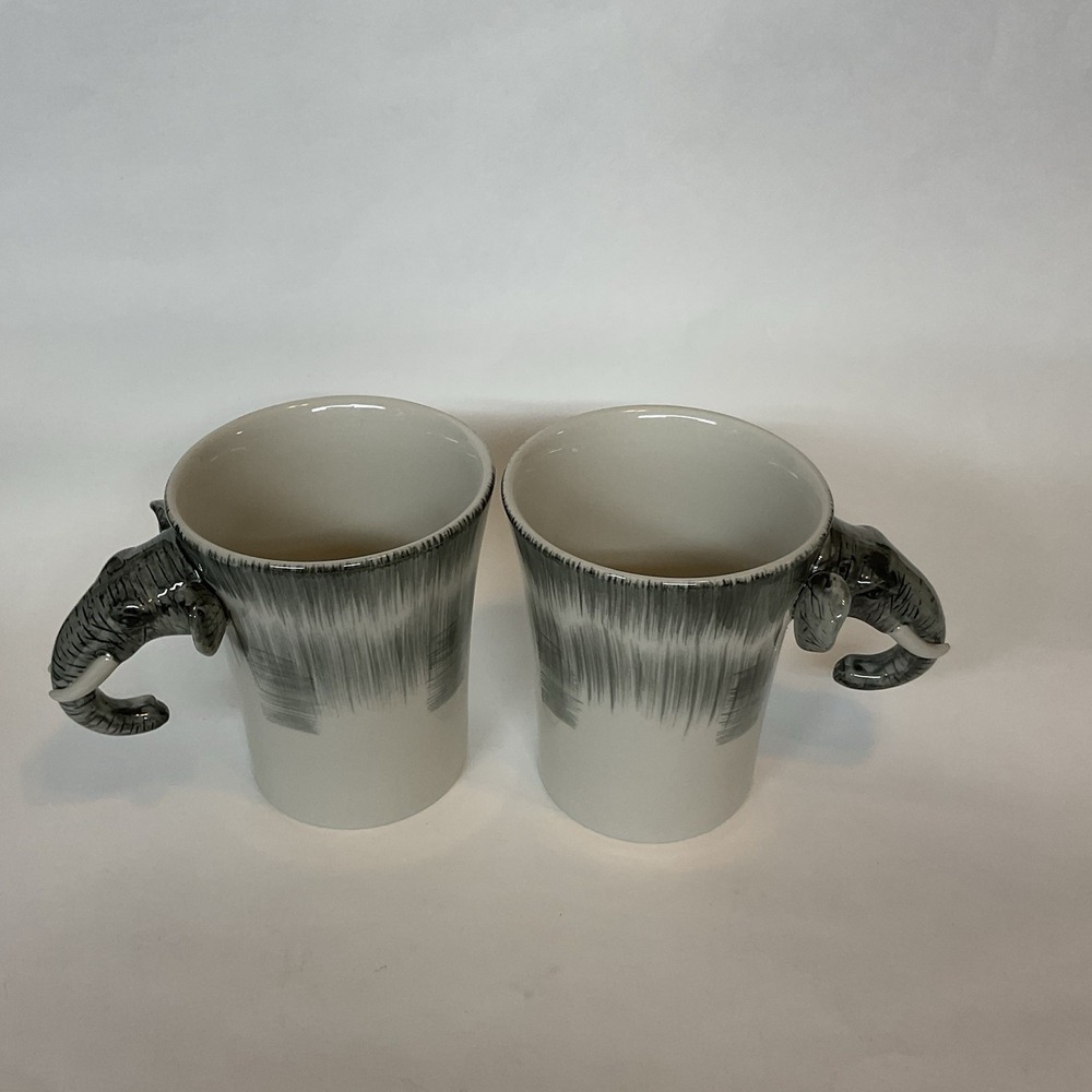 Pier 1 Imports Hand Painted Figural Elephant Stoneware Coffee Mug Cup 3D